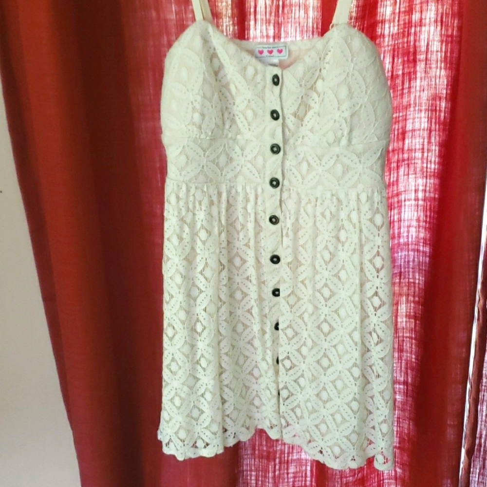 Cream Laced Button Dress